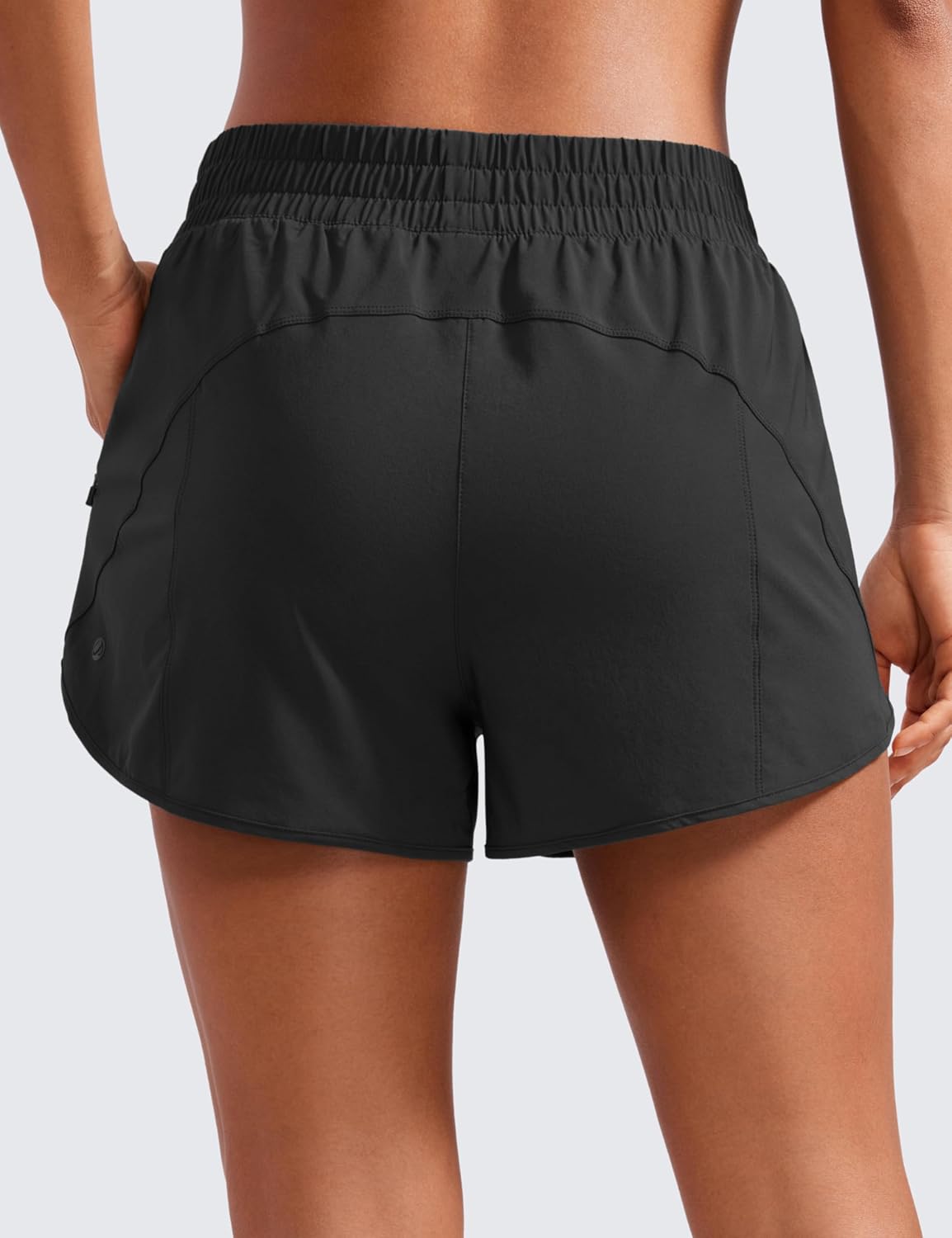 CRZ YOGA Dolphin Athletic Shorts for Women 3" - High Waisted Quick Dry for Running Workout Gym Track with Zip Pocket Medium Black